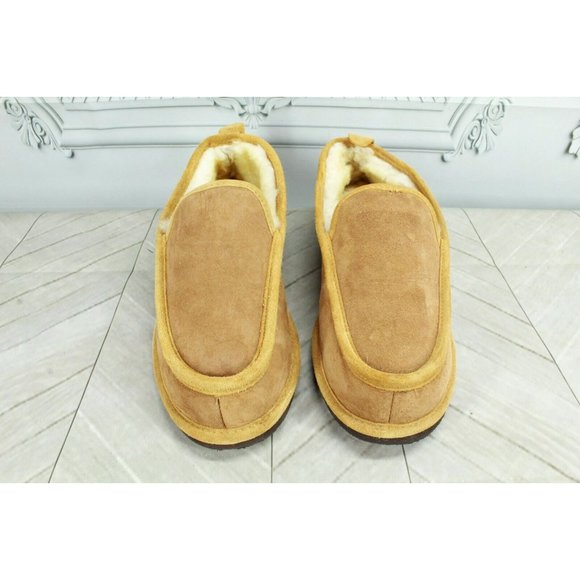 LL Bean Brown Suede Shearling Lined Wicked Good Venetian Slippers Size 9 M - Picture 5 of 11